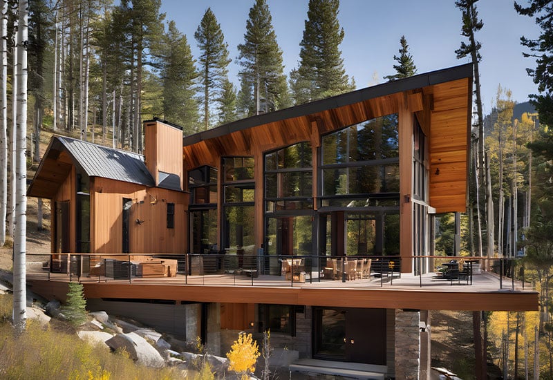 House in the mountains with large new deck